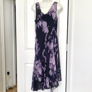 Floral Sleeveless Cowl Neck Maxi Dress - Purple